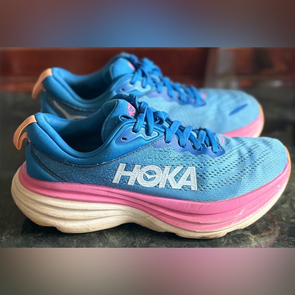 HOKA
WOMENS BONDI 8 Pink & Blue Sneakers/ Athletic Shoes Size 8 - Picture 7 of 14
